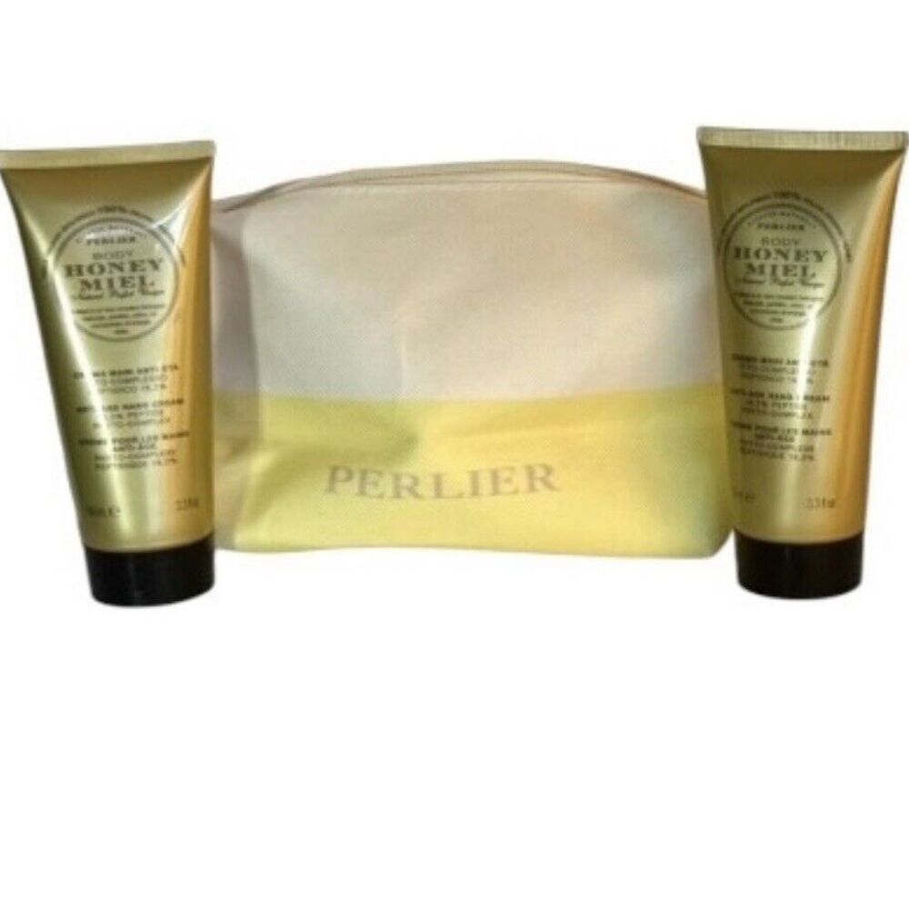 2 TUBES Perlier Body Honey Miel Anti Age Hand Cream SEA:ED 3.3 oz w/Perlier Bag